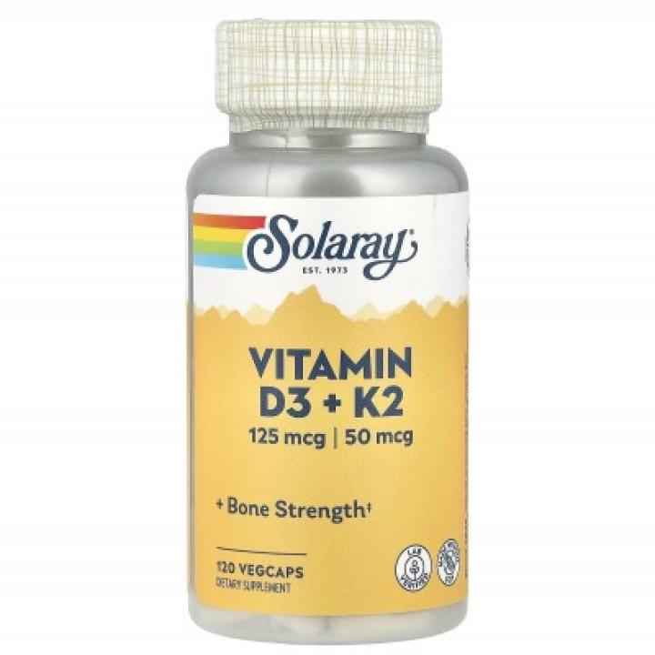 Solaray Vitamin D3+K2 125 mcg 120 веганских капсул