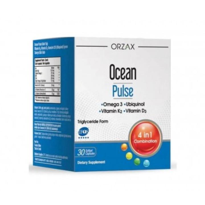 Ocean Pulse Omega 3, Coenzyme Q10, Vitamin K2, Vitamin D3 30 capsules ORZAX