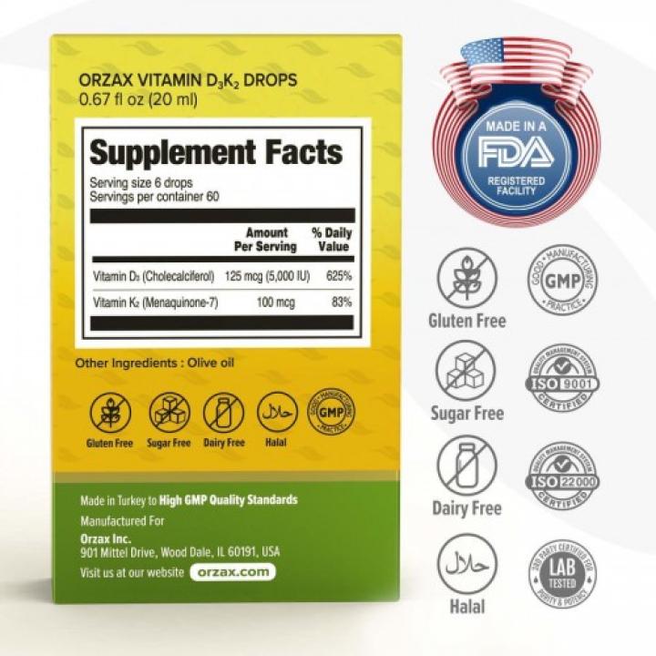 ORZAX Vitamin D3K2 Drops 30 ml