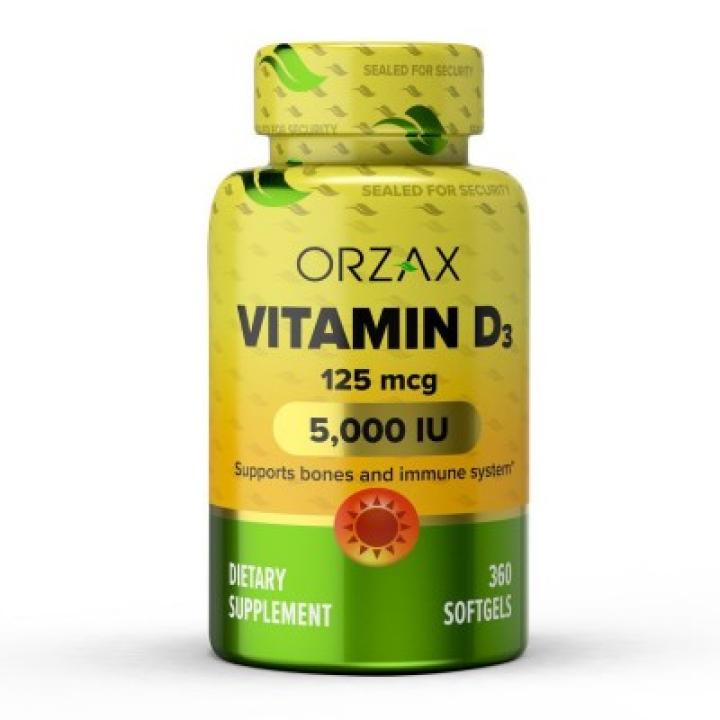 ORZAX Витамин D3 5,000 IU 360 капсул