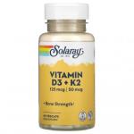 Solaray Vitamin D3+K2 125 мкг 60 растительных капсул