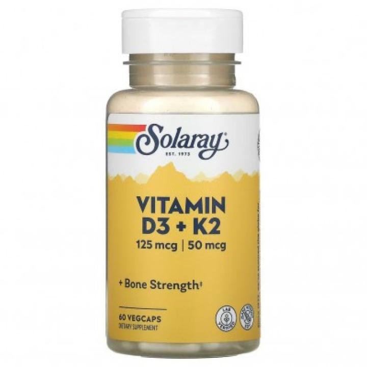 Solaray Vitamin D3+K2 125 мкг 60 растительных капсул
