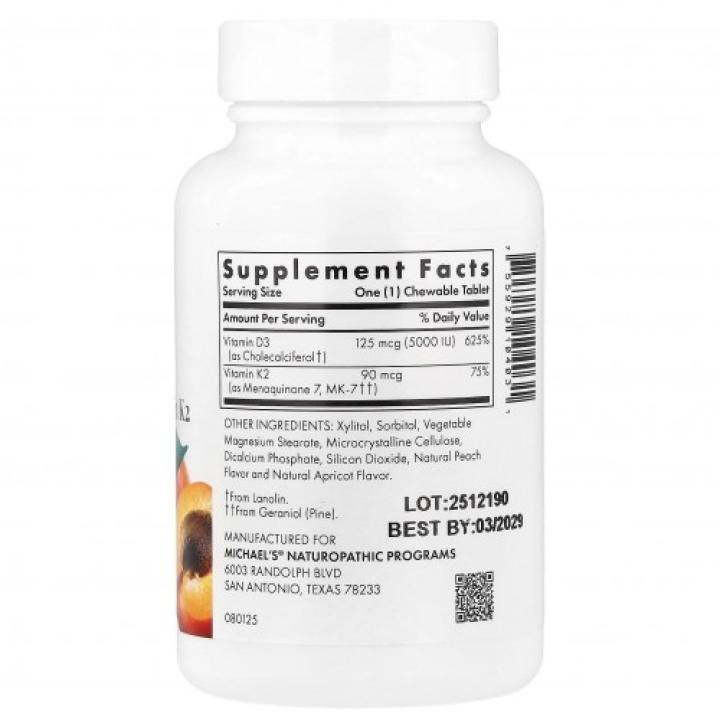 MH D3 5000 IU with vitamin K2 90 Vegetarian Chewable Tablets